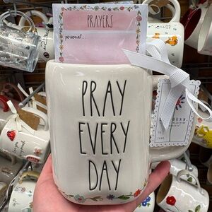 Rae Dunn Pray Every Day Mug with Floral Accents